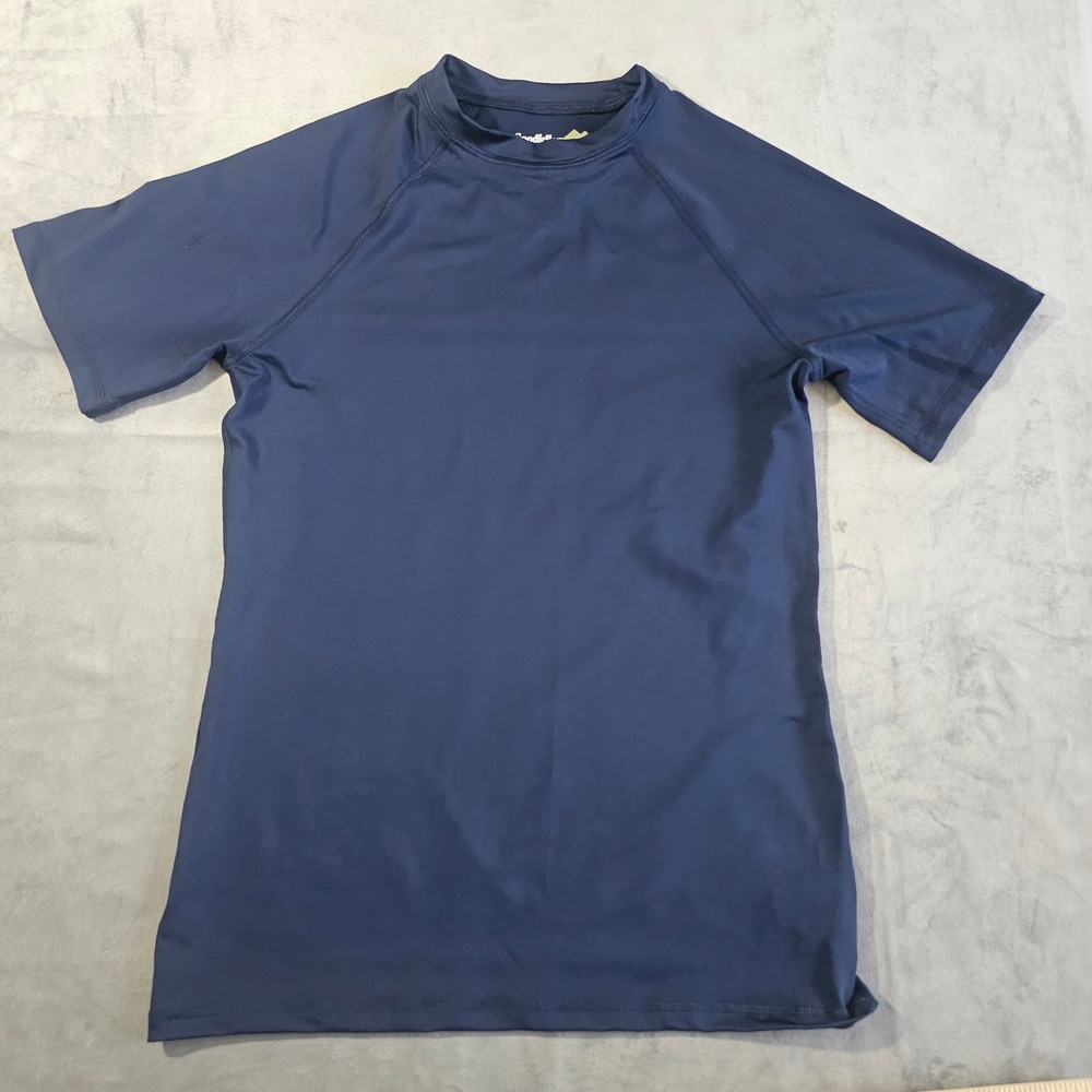 Goodfellow & Co Mens Navy Blue Short Sleeve Rashguard Slim Fit Swim Shirt S NEW